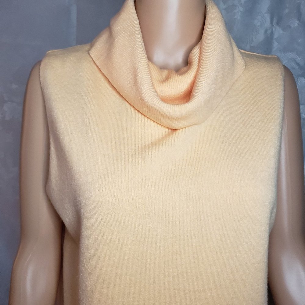 sleeveless peach cowl neck sweater